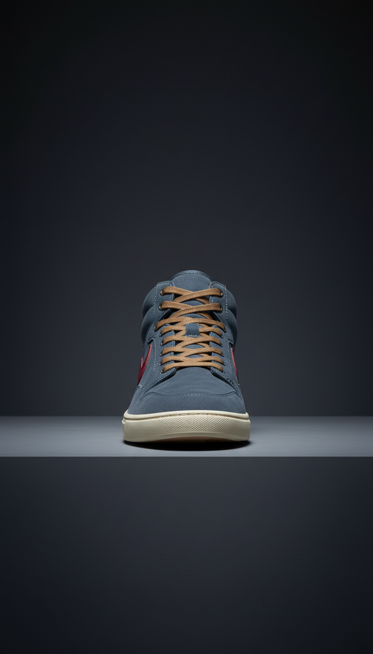 Slate Blue Suede Mid-Top Sneaker